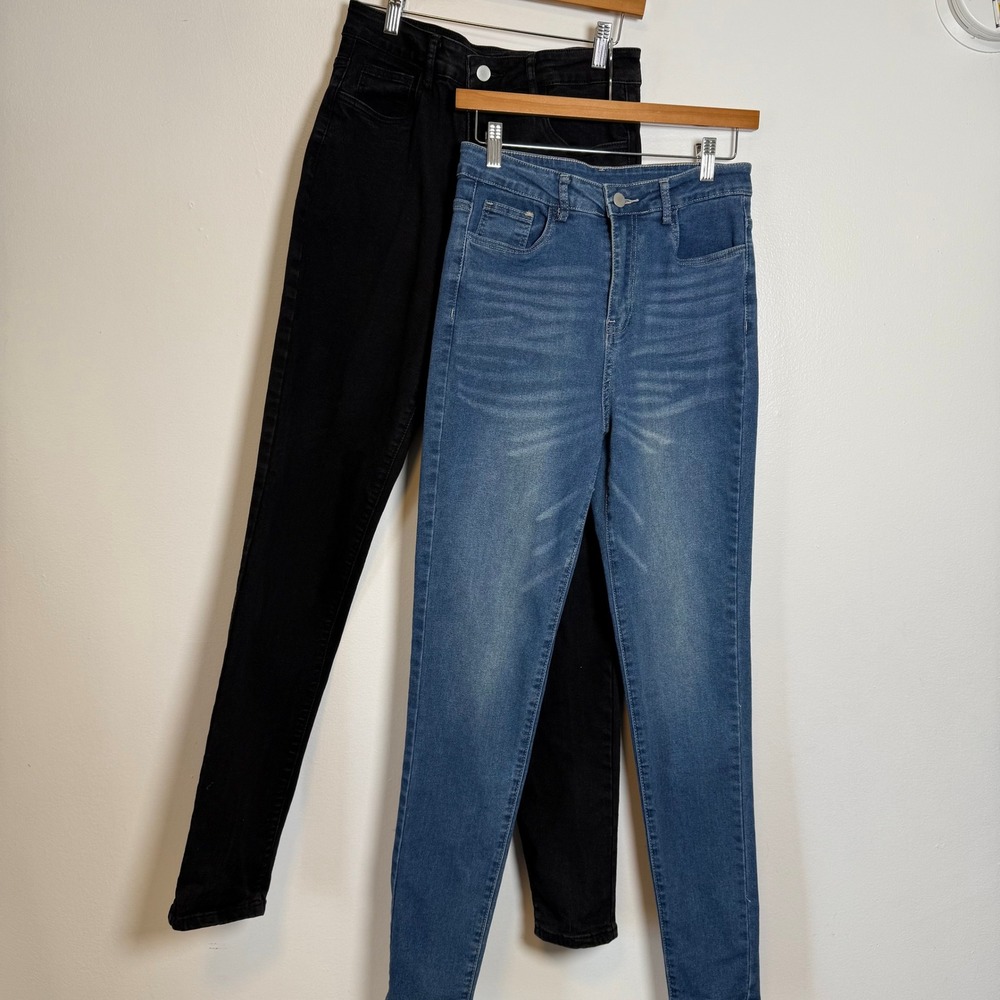 Womens Tall S High Rise Skinny Jeans Black & Blue Denim 2 Pairs